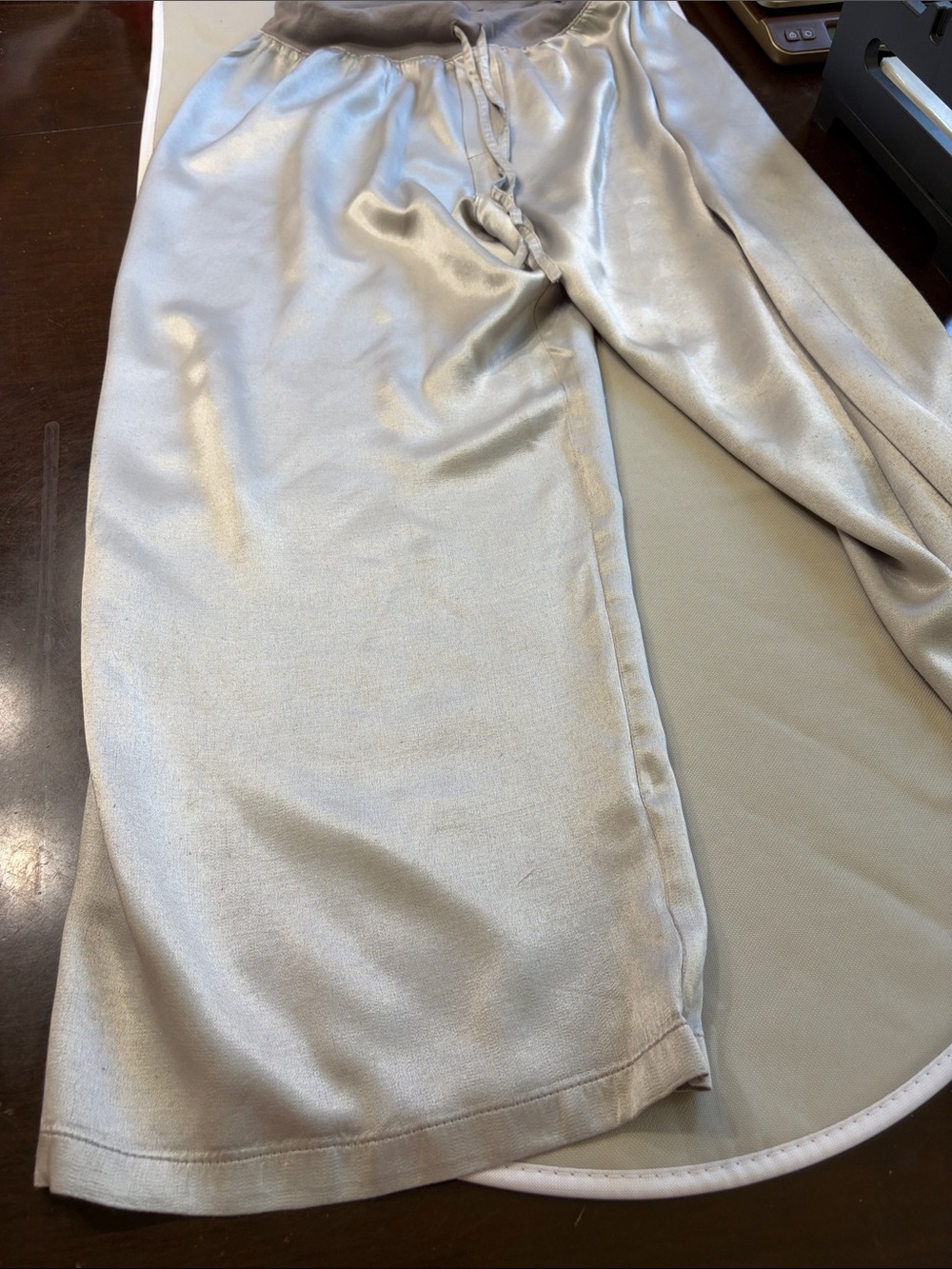 Pj Harlow Jolie Capri Satin Sleep Lounge Pants Gray Drawstring Waistband